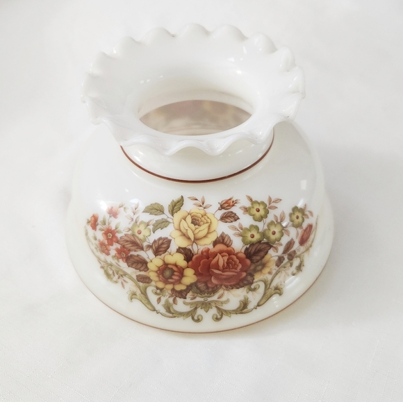 Floral Milk Glass Lamp Shade VTG Hurricane Gone with the Wind Parlor Replacement - Picture 1 of 16